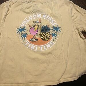 Volcom Stone Tiki Time Cropped Yellow Graphic Tee